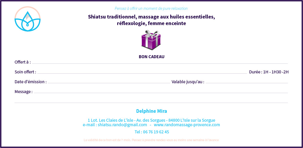 Bon cadeau à offrir pour un massage